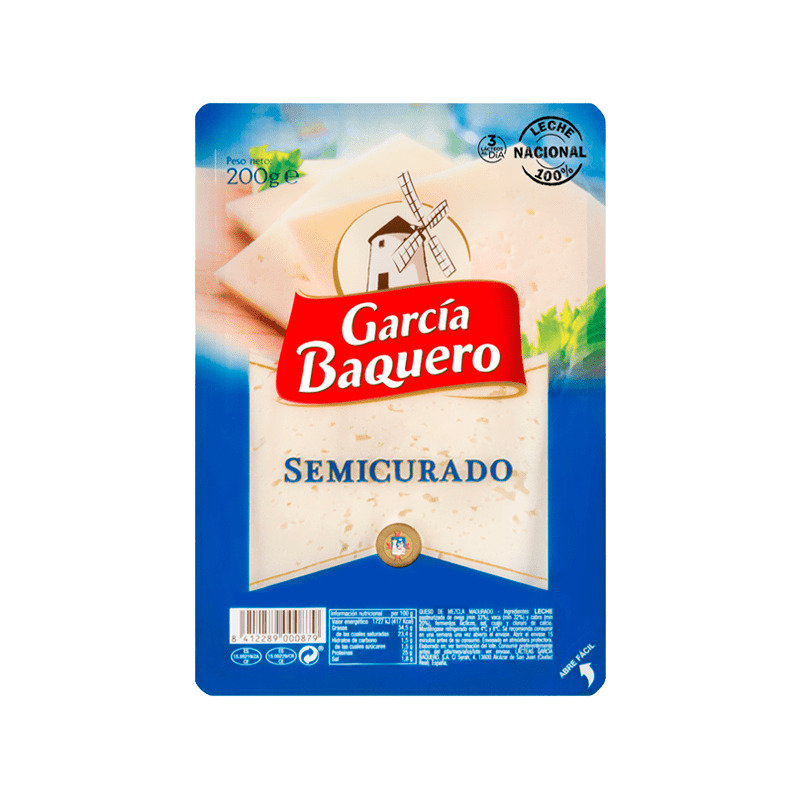Queso Semicurado Lonchas 200gr Garcia Baquero